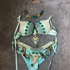 Aqua Jeweled Carnival Costume